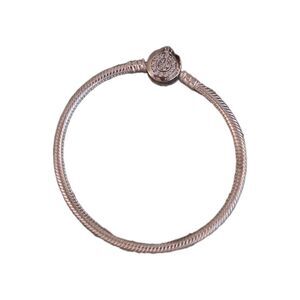 NWOT Women's 7.1" Pandora Moments Silver Snake Charm Bracelet Rhinestone Clasp
